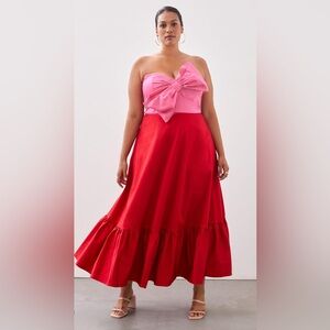 ANTHROPOLOGIE HUTCH COLORBLOCKED BOW-TIE MAXI DRESS